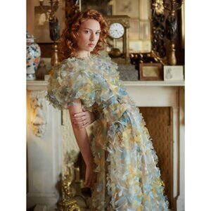 Sister Jane Dream Petally Organza Midi Dress Blue Multi Size XS